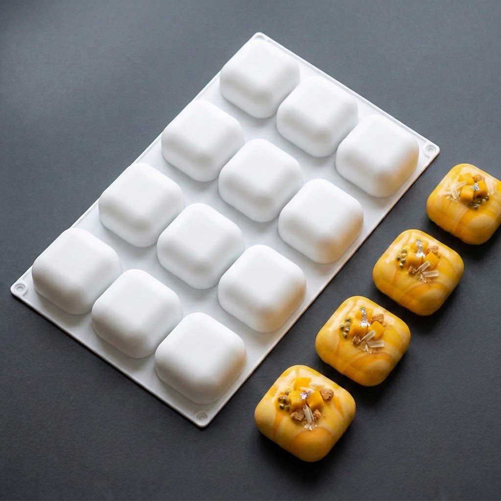 Kitchen Appliances Baking - 12-Cavity Square Pillow Silicone Mold for