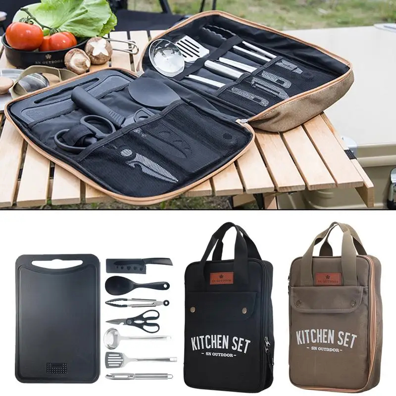 Kitchen Appliances Set - 8pcs Camping Kitchen Cookware Set Portable